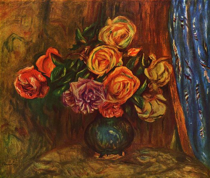 Pierre-Auguste Renoir Stilleben, Rosen vor Blauem Vorhang Germany oil painting art